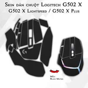 Skin dán chuột Logitech G502 X mẫu Black Matrix