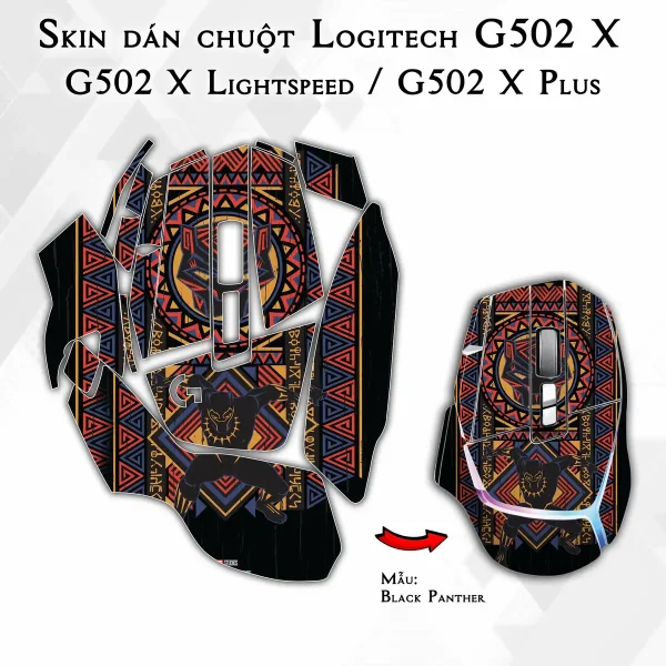 Skin dán chuột Logitech G502 X mẫu Black Panther