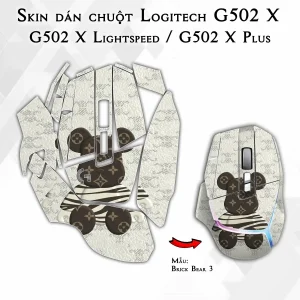 Skin dán chuột Logitech G502 X mẫu Brick Bear 3