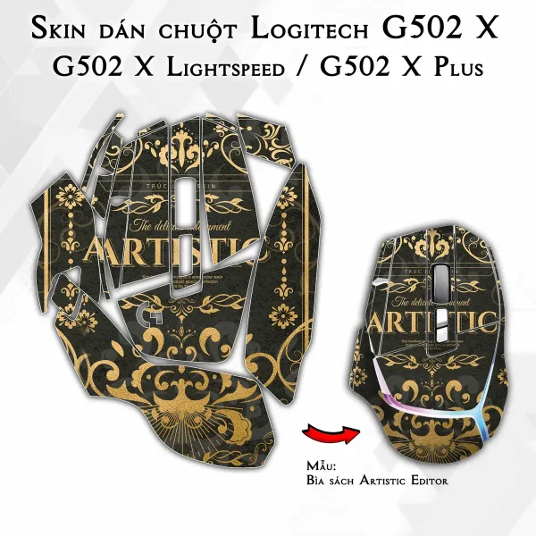 Skin dán chuột Logitech G502 X mẫu Bìa sách Artistic Editor