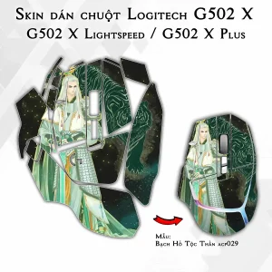 Skin dán chuột Logitech G502 X mẫu Bạch Hổ Tộc Thần acp029