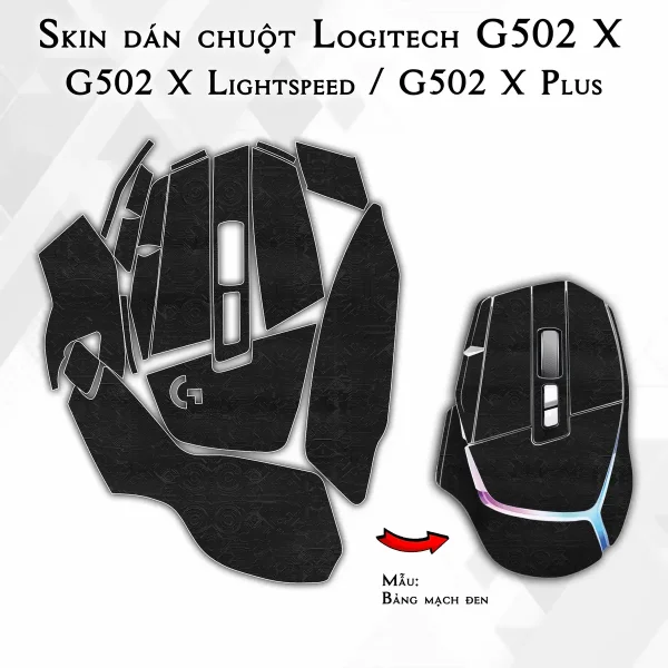 Skin dán chuột Logitech G502 X mẫu Bảng mạch đen