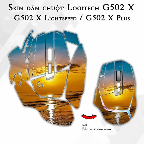Skin dán chuột Logitech G502 X mẫu Bầu trời bình minh
