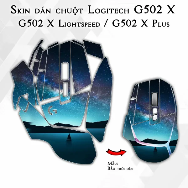 Skin dán chuột Logitech G502 X mẫu Bầu trời đêm