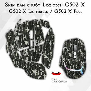 Skin dán chuột Logitech G502 X mẫu Camo Concrete