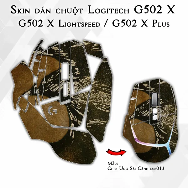 Skin dán chuột Logitech G502 X mẫu Chim Ưng Sải Cánh lsm013