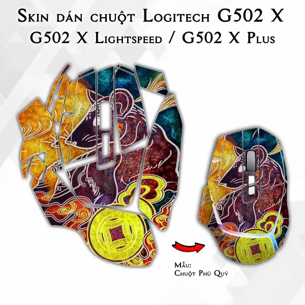 Skin dán chuột Logitech G502 X mẫu Chuột Phú Quý
