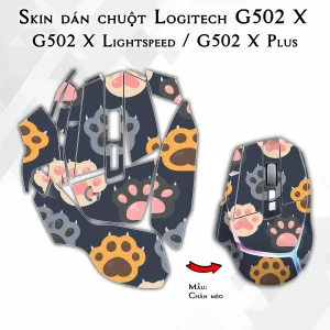 Skin dán chuột Logitech G502 X mẫu Chân mèo