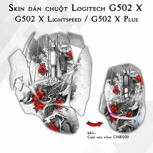 Skin dán chuột Logitech G502 X mẫu Chép hóa rồng CHR020