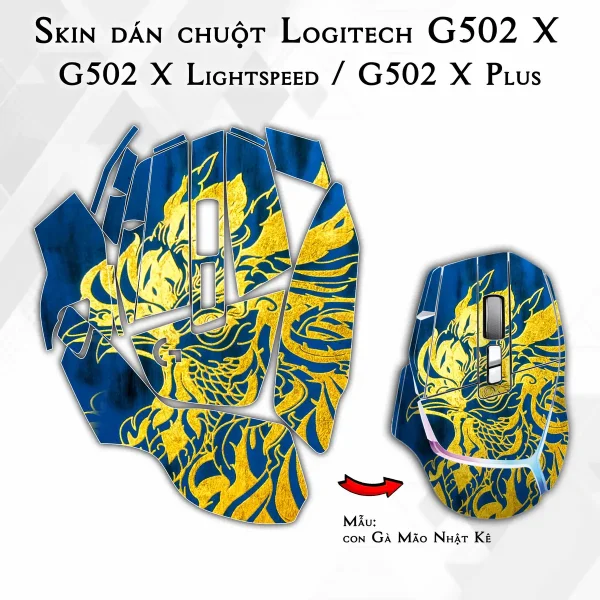 Skin dán chuột Logitech G502 X mẫu con Gà Mão Nhật Kê