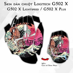 Skin dán chuột Logitech G502 X mẫu Con hổ Sóng Nhật
