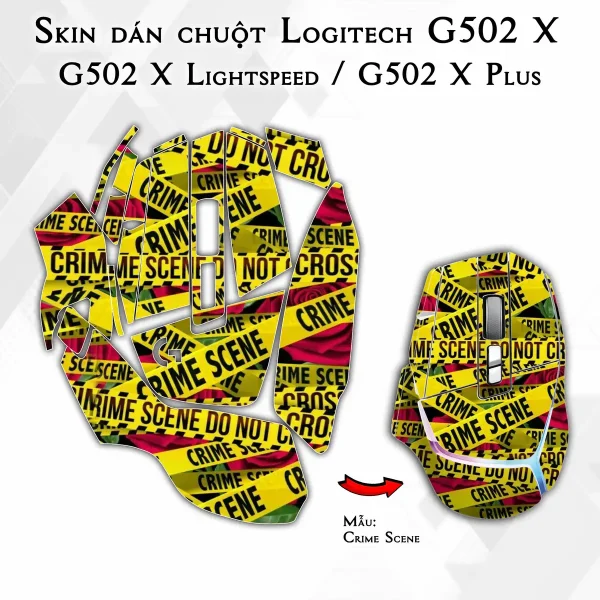 Skin dán chuột Logitech G502 X mẫu Crime Scene