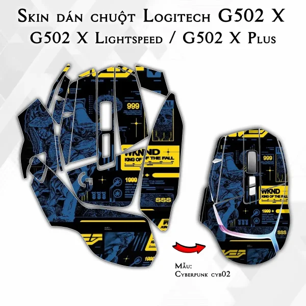Skin dán chuột Logitech G502 X mẫu Cyberpunk cyb02