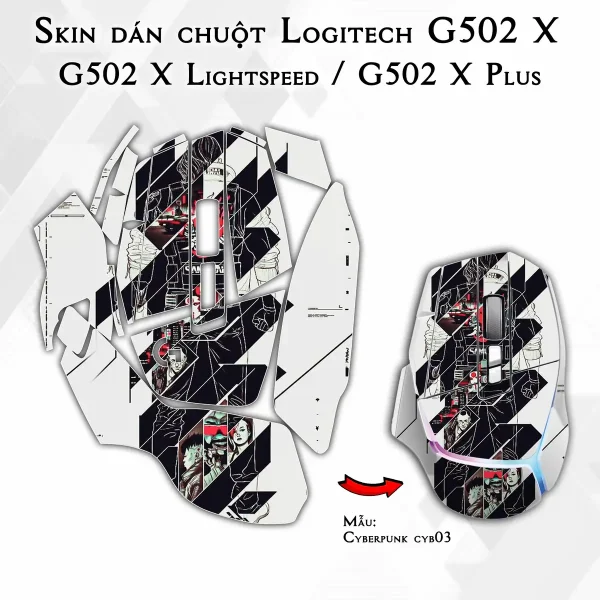 Skin dán chuột Logitech G502 X mẫu Cyberpunk cyb03