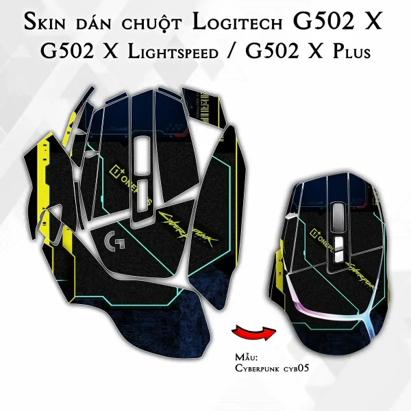 Skin dán chuột Logitech G502 X mẫu Cyberpunk cyb05