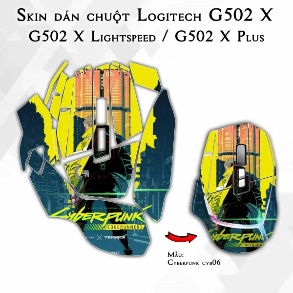 Skin dán chuột Logitech G502 X mẫu Cyberpunk cyb06