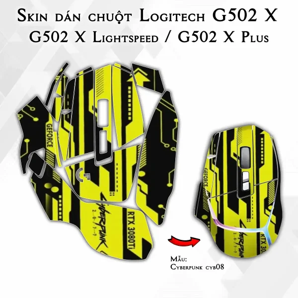 Skin dán chuột Logitech G502 X mẫu Cyberpunk cyb08
