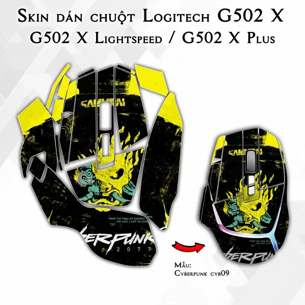 Skin dán chuột Logitech G502 X mẫu Cyberpunk cyb09