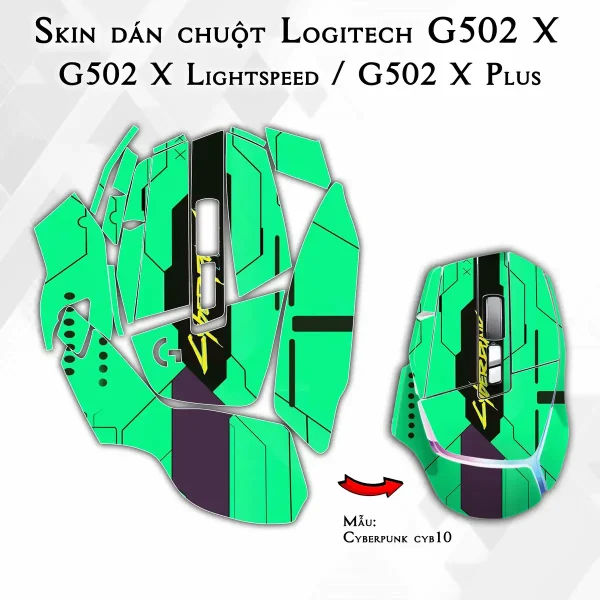 Skin dán chuột Logitech G502 X mẫu Cyberpunk cyb10