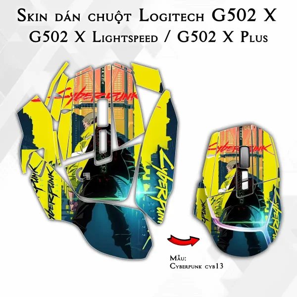 Skin dán chuột Logitech G502 X mẫu Cyberpunk cyb13