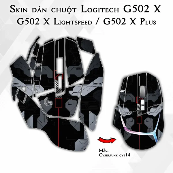 Skin dán chuột Logitech G502 X mẫu Cyberpunk cyb14