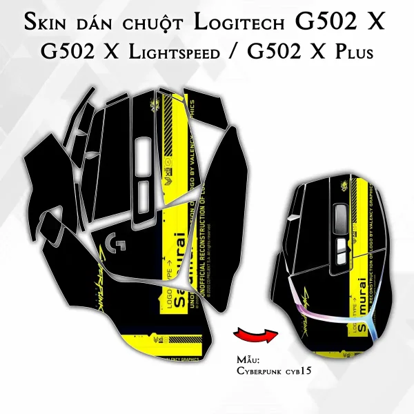 Skin dán chuột Logitech G502 X mẫu Cyberpunk cyb15