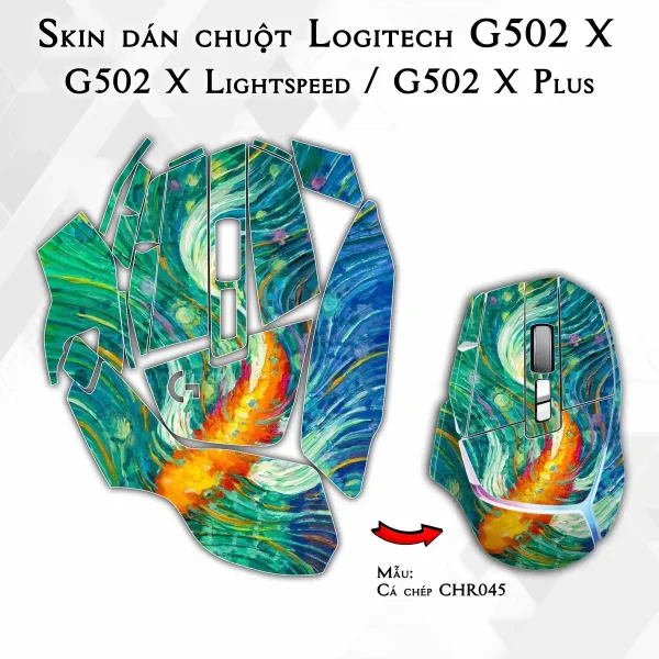 Skin dán chuột Logitech G502 X mẫu Cá chép CHR045