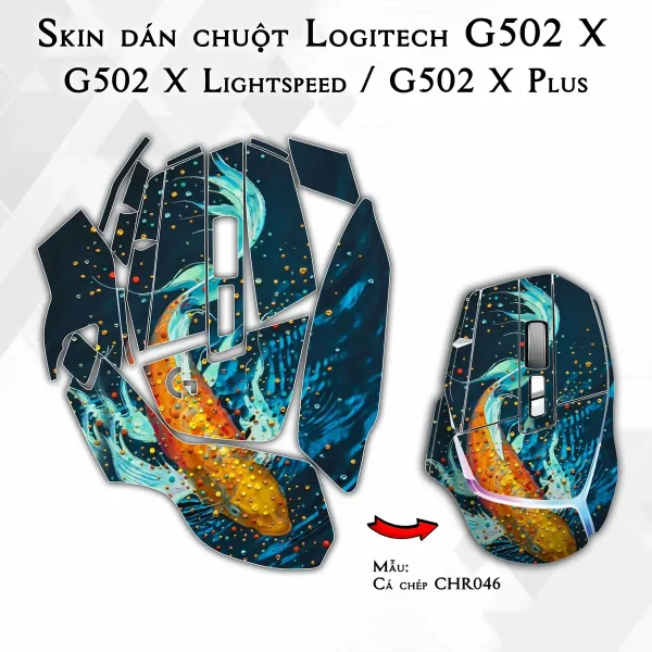 Skin dán chuột Logitech G502 X mẫu Cá chép CHR046