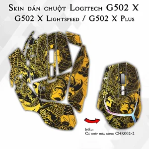 Skin dán chuột Logitech G502 X mẫu Cá chép hóa rồng CHR002-2