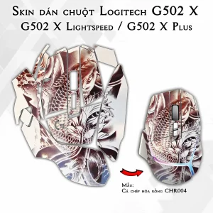 Skin dán chuột Logitech G502 X mẫu Cá chép hóa rồng CHR004