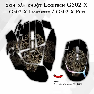Skin dán chuột Logitech G502 X mẫu Cá chép hóa rồng CHR009
