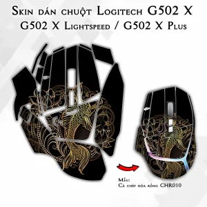 Skin dán chuột Logitech G502 X mẫu Cá chép hóa rồng CHR010