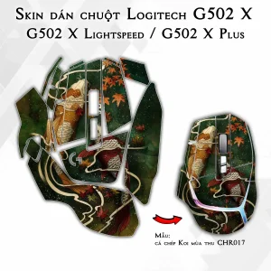 Skin dán chuột Logitech G502 X mẫu cá chép Koi mùa thu CHR017