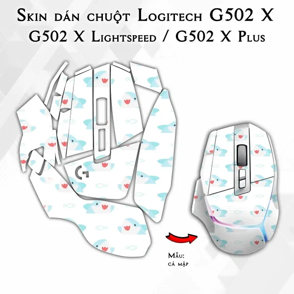 Skin dán chuột Logitech G502 X mẫu cá mập