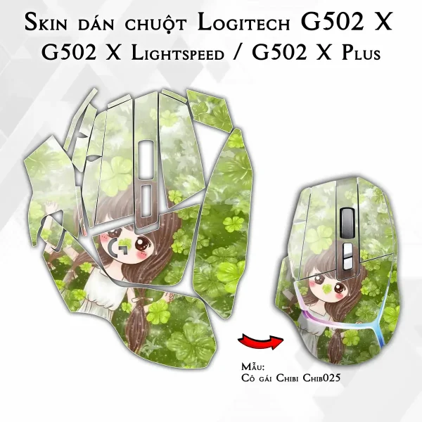 Skin dán chuột Logitech G502 X mẫu Cô gái Chibi Chib025