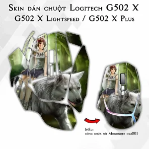 Skin dán chuột Logitech G502 X mẫu công chúa sói Mononoke csm001