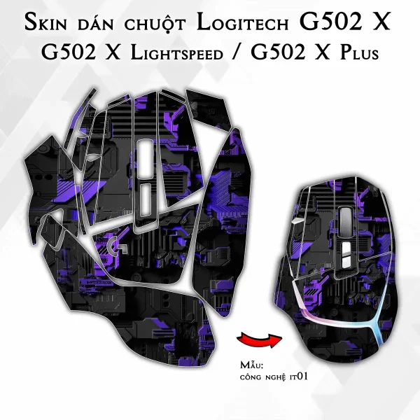 Skin dán chuột Logitech G502 X mẫu công nghệ it01