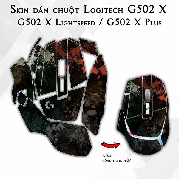 Skin dán chuột Logitech G502 X mẫu công nghệ it04