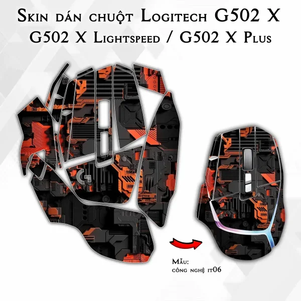 Skin dán chuột Logitech G502 X mẫu công nghệ it06