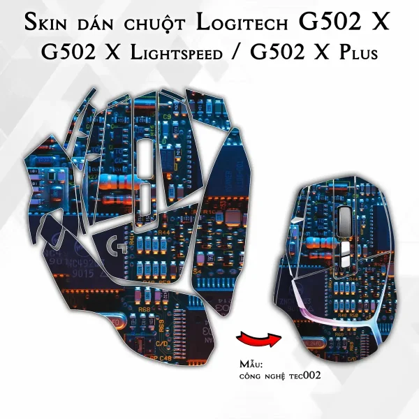 Skin dán chuột Logitech G502 X mẫu công nghệ tec002