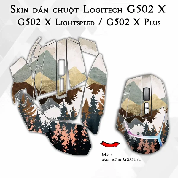 Skin dán chuột Logitech G502 X mẫu cảnh rừng GSM171
