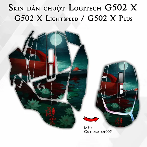 Skin dán chuột Logitech G502 X mẫu Cổ phong acp005