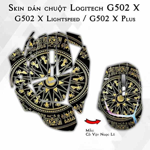 Skin dán chuột Logitech G502 X mẫu Cổ Vật Ngọc Lũ
