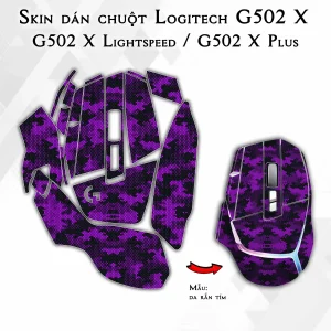 Skin dán chuột Logitech G502 X mẫu da rắn tím