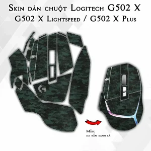 Skin dán chuột Logitech G502 X mẫu da rắn xanh lá