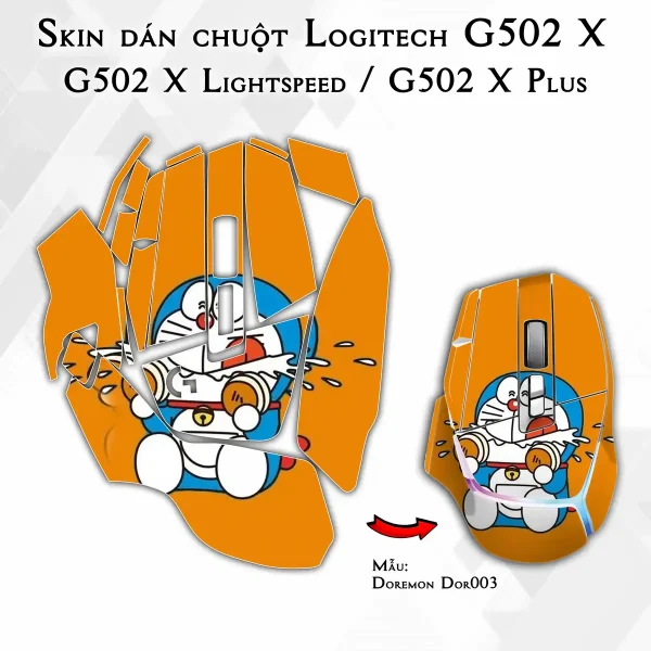 Skin dán chuột Logitech G502 X mẫu Doremon Dor003