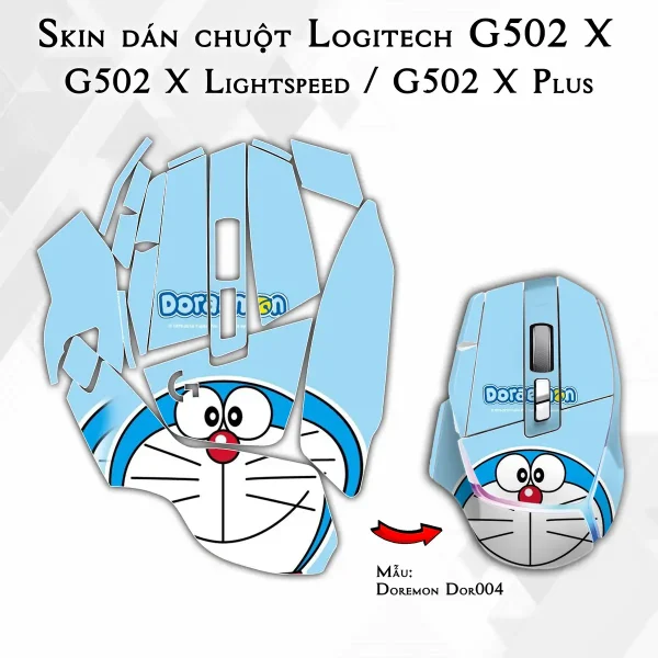 Skin dán chuột Logitech G502 X mẫu Doremon Dor004