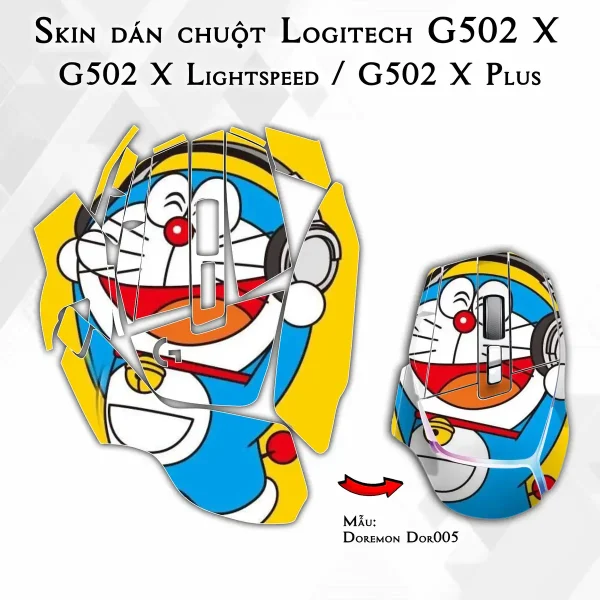 Skin dán chuột Logitech G502 X mẫu Doremon Dor005