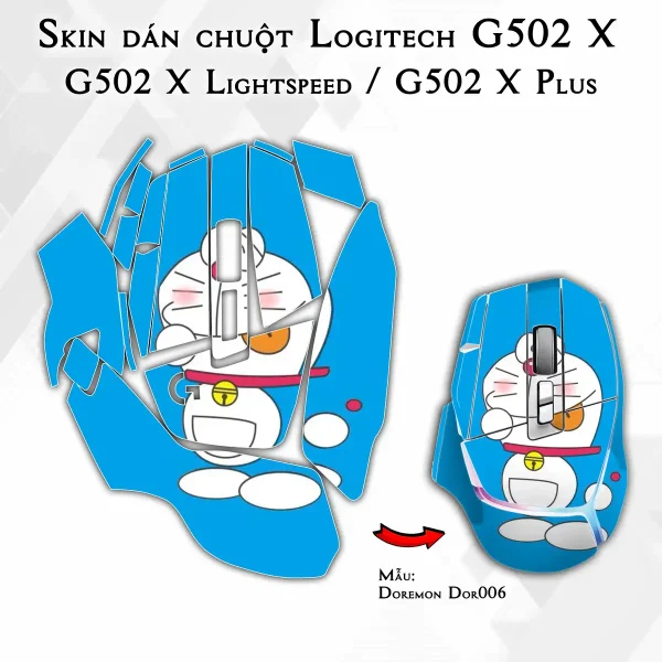 Skin dán chuột Logitech G502 X mẫu Doremon Dor006