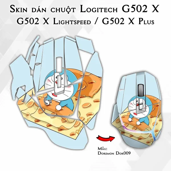 Skin dán chuột Logitech G502 X mẫu Doremon Dor009